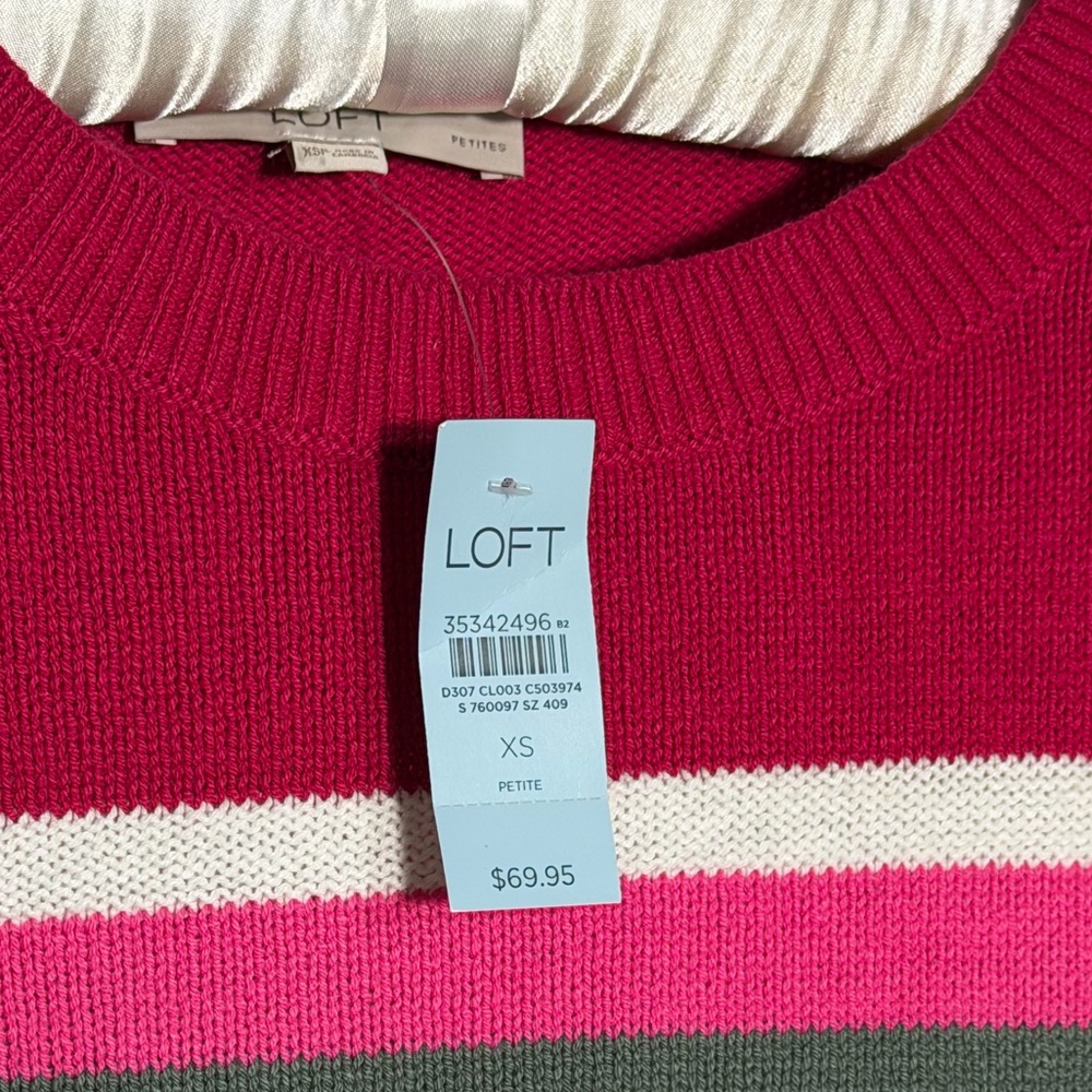 LOFT Colorful Striped Crew Neck Sweater NWT - Picture 10 of 14